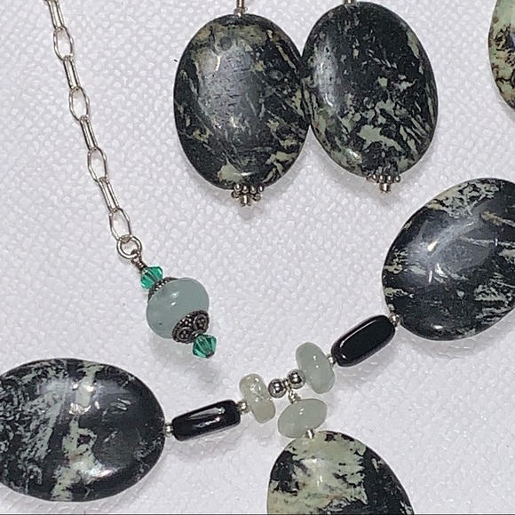 Handcrafted “Hint of Mint” Stone & Sterling Necklace & Earring Set - Picture 8 of 14